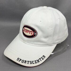 Vtg ESPN Sportscenter Strapback Hat Cap Drew Pearson White Baseball Dad Mens